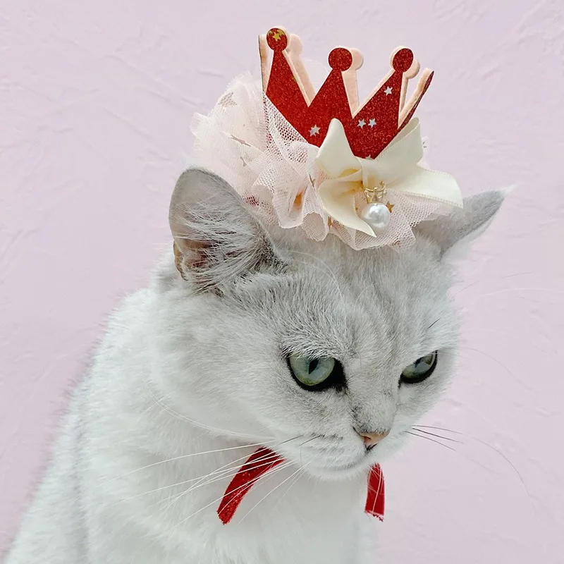 Description Picture 3 of itemPet Caps For Birthday Party Dress Up Pet Dog Hat with Colorful Lace Adjustable Christmas Sequin Hat For Small Dog Puppy