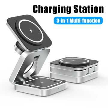 Foldable 3 in 1 Wireless Charger Stand for Samsung Galaxy S23 Magnetic Fast Charging Dock Station for Watch5 Holder Buds2 Pro