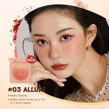 BANXEER 6 Colors Embossed Gradient Blush Pallet Soft Tint Face Blush High Pigment Pink Shining Shadow Blush Makeup Powder