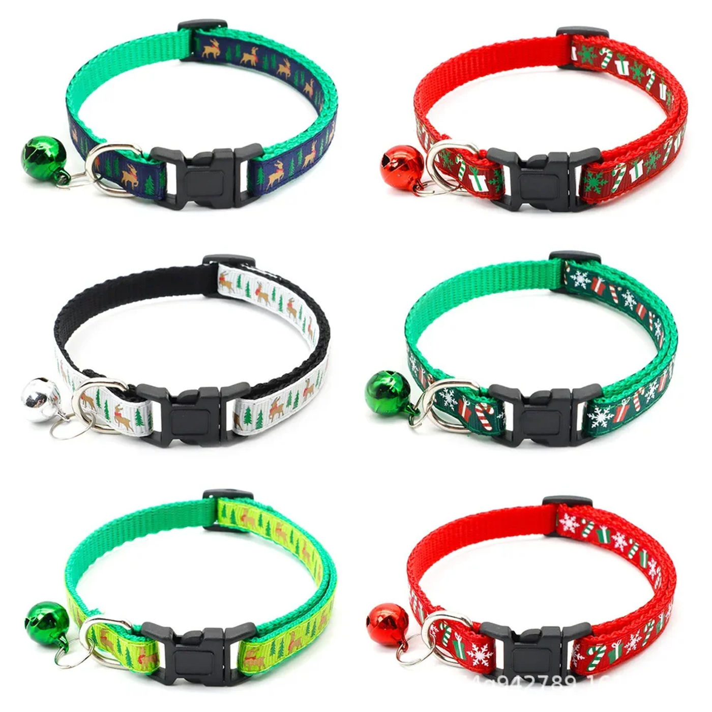 Description Picture 4 of item1pc Pet Collars Delicate Safety Casual Nylon Dog Collar with Bell Chrismas Neck Strap Fashion Adjustable Pet Cat Dog Collar