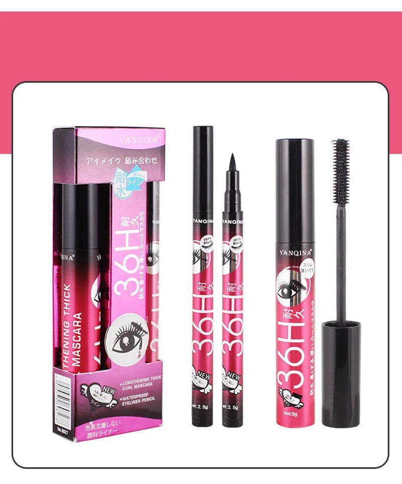 Description Picture 5 of itemMakeup Set Black Mascara + Eyeliner Pen Maquiagem Waterproof 4D Fiber Mascaras Make up Kit Big Eyes Cosmetics Eye Liner Pencil