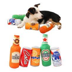 Bottle Shaped Plush Dog Toys For Small Large Dogs Squeaky Chew Toys Funny Interactive Pets Accessories Supplies