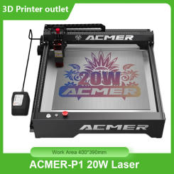 ACMER-P1 20W Laser Engraver Automatic Air-assist System 10000mm/min High Speed 10mm Plywood Cutting Large Work Area 400*390mm
