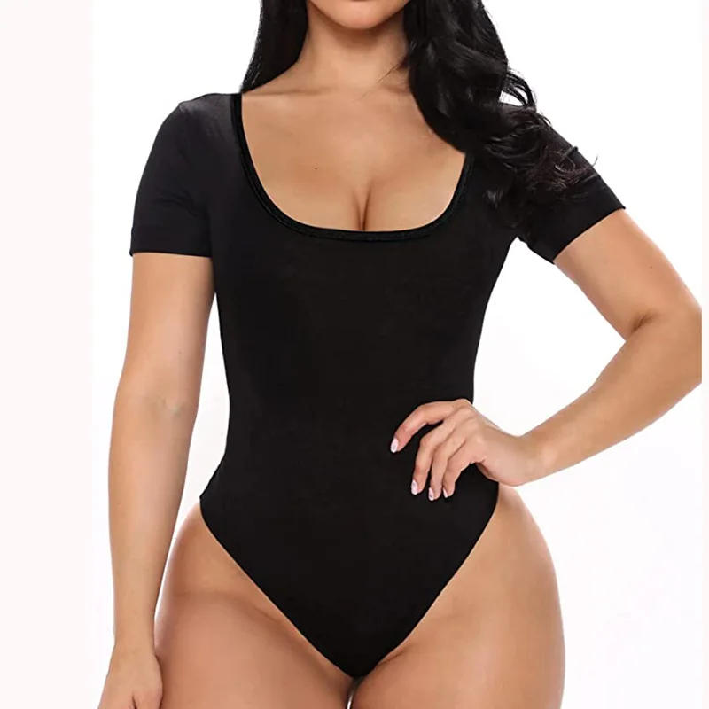 Description Picture 6 of itemGUUDIA Body Shaper Tops Shapewear Short Sleeve Big U Neck Tummy Control Spandex Elastic Stretchy Shirts Shapers Open Crotch