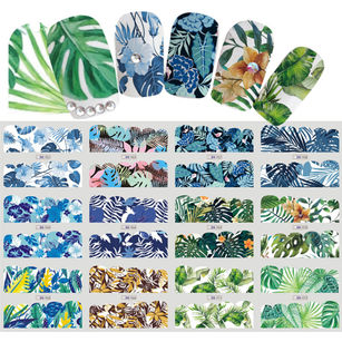 1 Sheet 12 Designs Leaf Flower Water Transfer Nail Art Stickers Manicure Decal