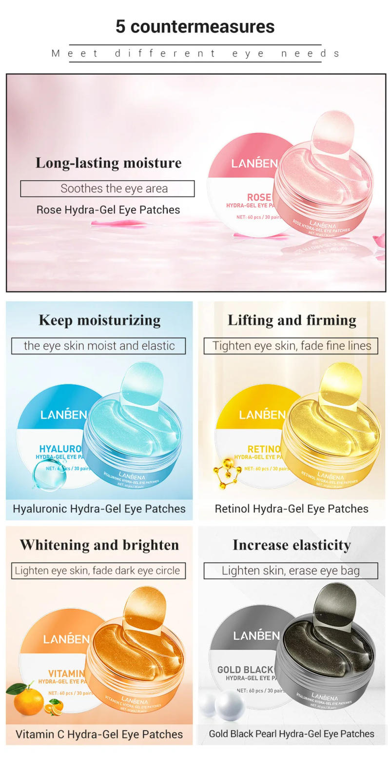 Description Picture 3 of item60Pcs LANBENA Moisturizing Eye Mask Retinol Anti-Aging Vitamin C Remove Dark Circles Fade Fine Line Eye Bags Eye Patch Skin Care