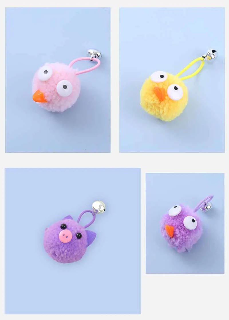 Description Picture 4 of itemCat Toy Replacement Head Rabbit Pig Cute Shape Colorful Plush with Bell DIY Cat Teaser Kitten Playing Interactive Toys Supplies