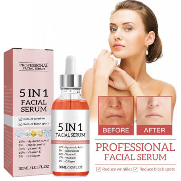 In 1 Face Serum Moisturizing Whitening Anti Wrinkle Aging Vitamin C Hyaluronic Acid Facial Serum Shrink Pores Skin Care 30ml