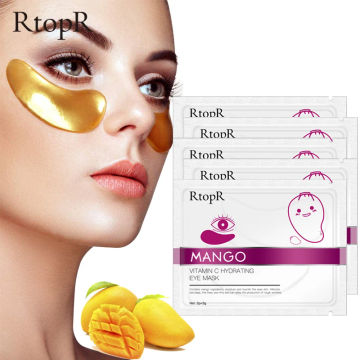 10pcs=5packs Mango Vitamin C Hydrating Anti-Aging Eye Mask Skin Serum Gold Eye Patches Care Remove Wrinkle Dark Circle Puffiness