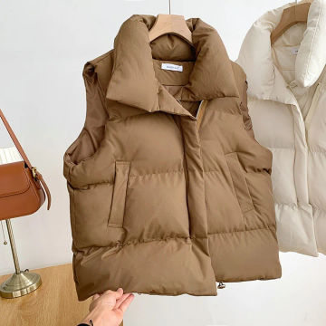 Woman Female Quilted Winter Coat Waistcoat Clothes Women's Sleeveless Vest Cotton Padded Puffer Down Jacket Coat Vests Loose