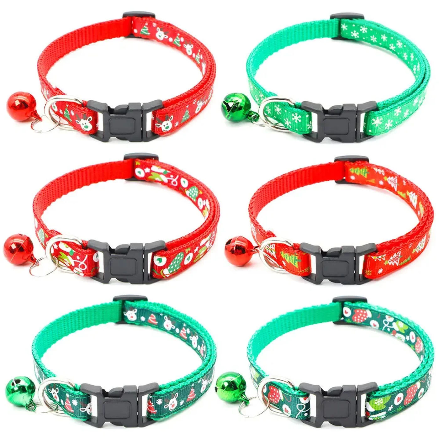 Description Picture 3 of item1pc Pet Collars Delicate Safety Casual Nylon Dog Collar with Bell Chrismas Neck Strap Fashion Adjustable Pet Cat Dog Collar