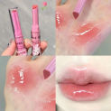 Glitter Clear Solid Lip Gloss Pink Mirror Lipstick Pen Watery Jelly Moisturizing Lip Tint Love Heart Shape 3pcs/set Lipgloss Set