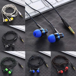 3.5mm Wired In-ear Stereo Earphone Nylon Weave Earphone Cable Headset With Microphone For Smartphone Laptop