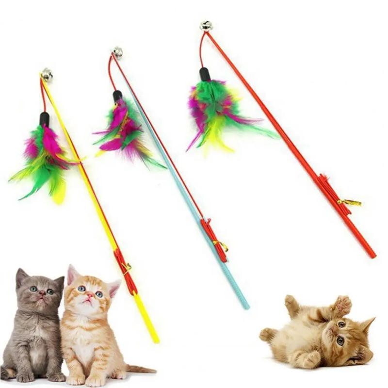 Description Picture 4 of itemCat Toys Interactive Funny Multicolor Color Feather Bells Cat Stick Pet Replacement Head Retractable Cat Stick Teaser Exercise