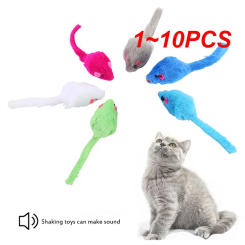 1~10PCS Plush False Mouse Pet Cat Bite Resistance Stuffed Toy Feather Toy Tease Cats Mini Funny Playing Toys Interactive Cat Rat