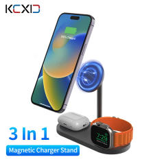KUXIU 3 in 1 Magnetic Wireless Chargers Stand For iPhone 13 14/Airpods Watch/iWatch Headset,Aluminum Alloy Mobile Phone stand