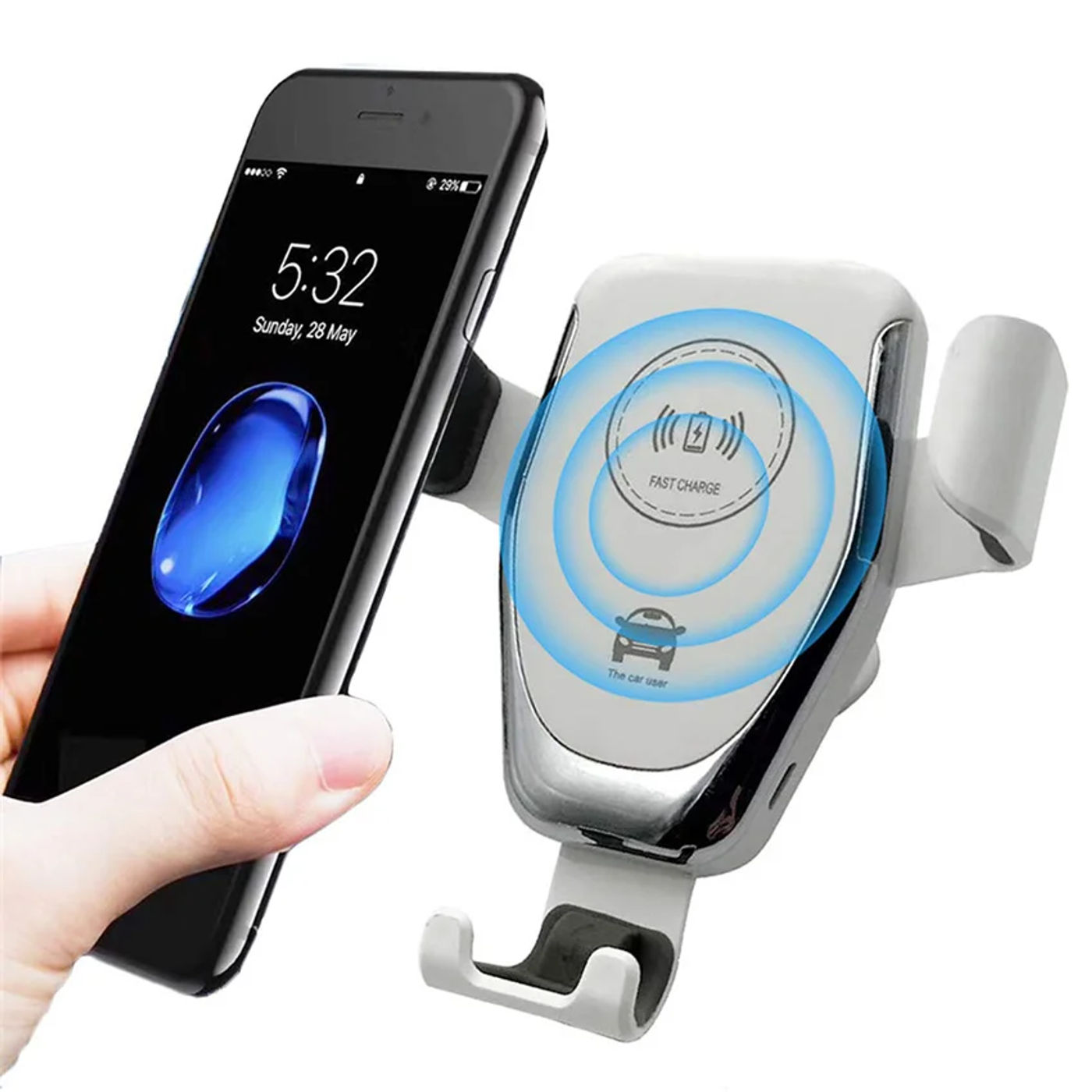Description Picture 5 of item30W Fast  Car Wireless Charger For iPhone 13 12 11 Pro XS Max XR X Samsung S10 S9 Wireless Charging Phone Car Holder Chargers