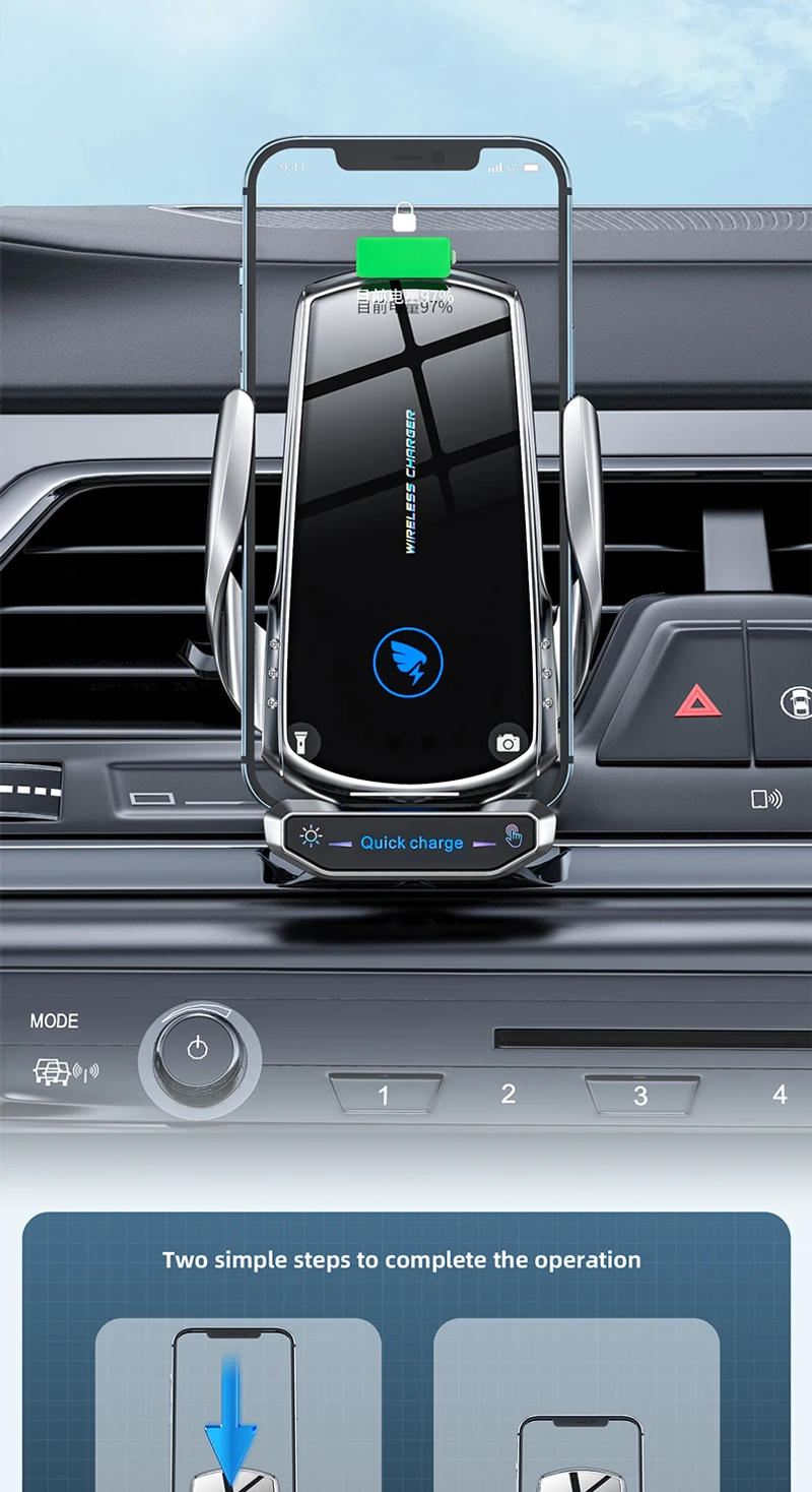 Description Picture 5 of item30W Car Wireless Charger for iPhone 12 13 14 Pro Max Iconic Brand Mi 12 11 Samsung S10 S20 S21 Phone Chargers Induction Fast Charging