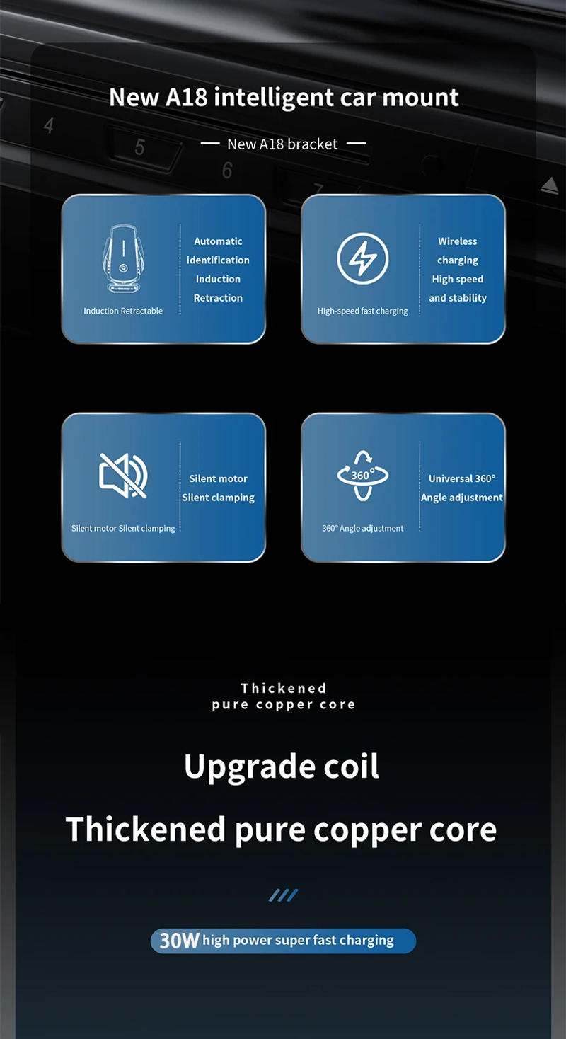 Description Picture 3 of item30W Car Wireless Charger for iPhone 12 13 14 Pro Max Iconic Brand Mi 12 11 Samsung S10 S20 S21 Phone Chargers Induction Fast Charging