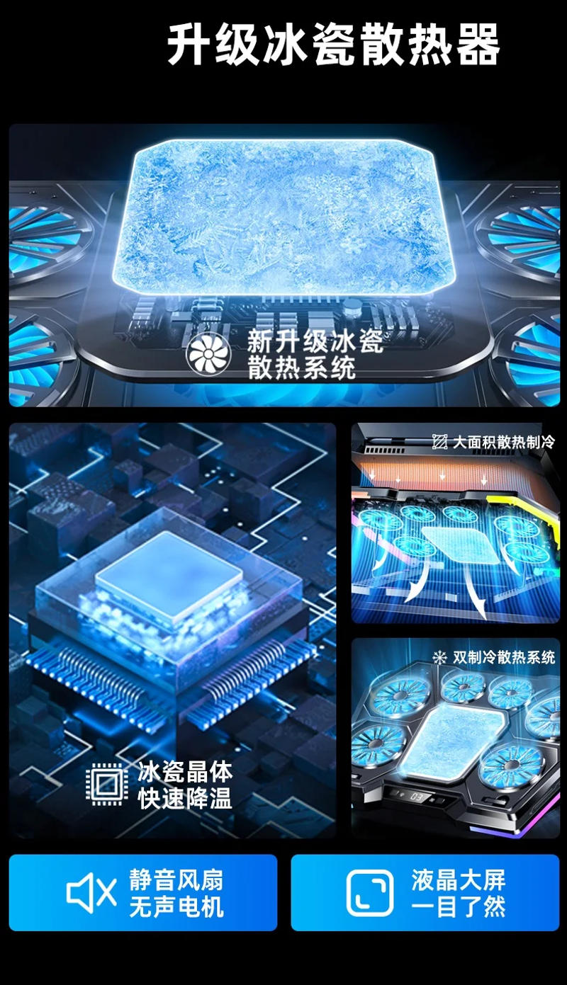 Description Picture 3 of itemLZ-D13 Rapid Cooling Laptop Computer Stand Semiconductor Radiator Cooling Refrigeration Base Pad