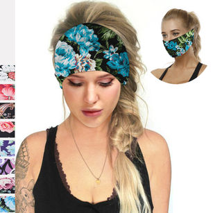 Women Floral Stretch Wide Band Hairband Headband Sports Workout Hair Accessory