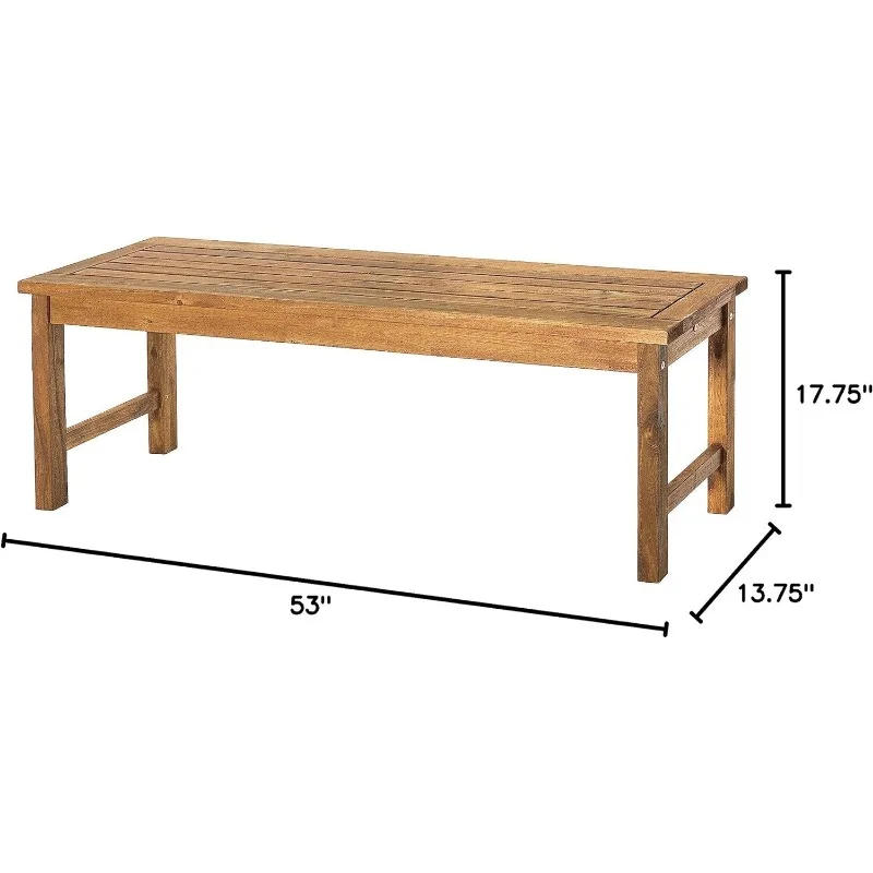 Description Picture 6 of item53 Inch Brown Walker Edison Rendezvous Modern Solid Acacia Wood Slatted Patio Bench