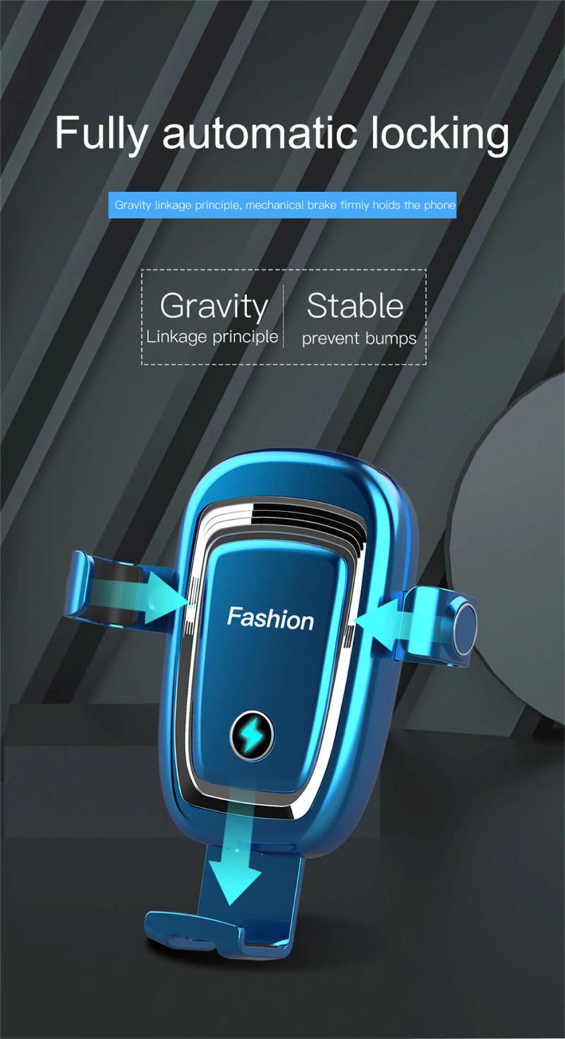 Description Picture 5 of item15W Wireless Charger Car Holder Mount S19 Qi Fast Chargers Gravity Induction Big Coil Air Vent Vehicle Phone Charger Stand