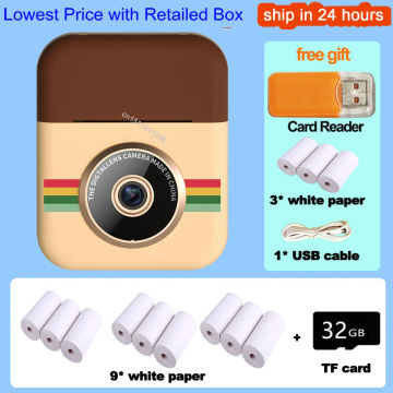 Kids Toy Instant Print Camera Mini Digital Camera With HD Video Recording Dual Lens Thermal Photo Paper Birthday Gift Boys Girls