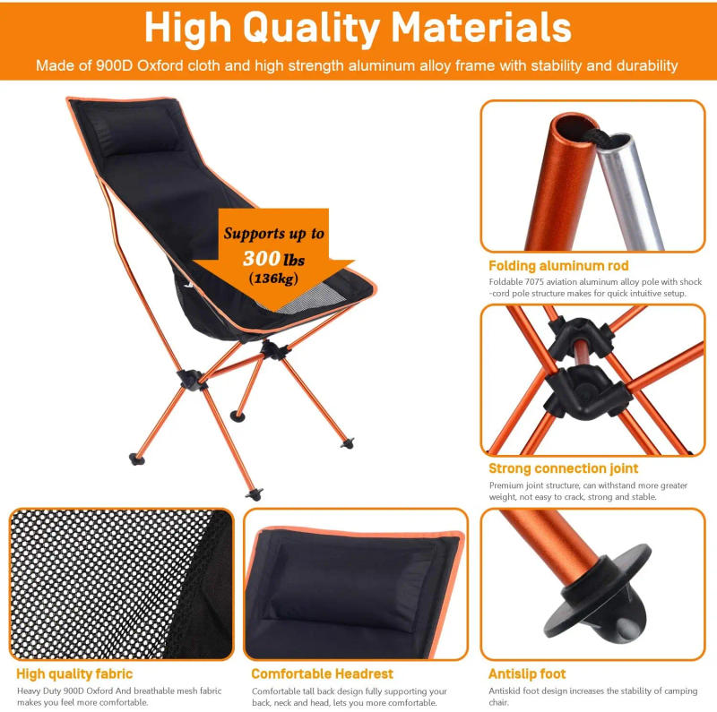 Description Picture 4 of itemOutdoor Portable Camping Chair Oxford Cloth Folding Lengthen Camping Seat for Fishing BBQ Festival Picnic Beach Ultralight Chair