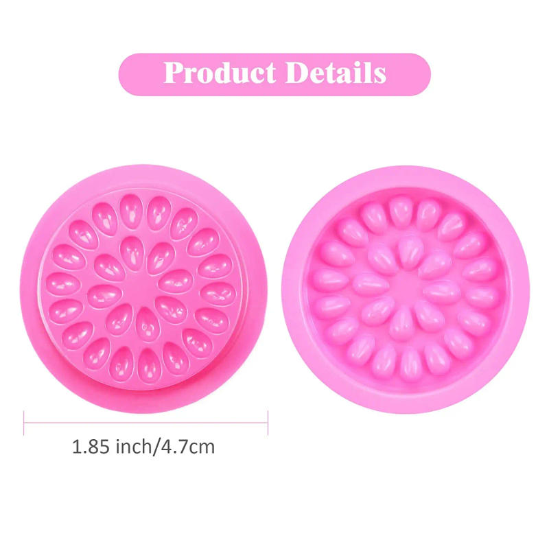 Description Picture 4 of itemPlastic Eyelash Glue Holder Pink Blue Disposable Flower Shaped Glue tray Pad Pallet for Grafting Eyelash Extension
