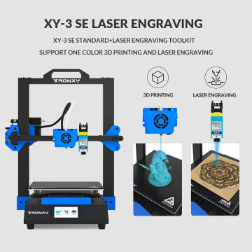 Tronxy New Upgrade I3 3D Printer XY-3 SE Affordable 3 IN 1 Single Tool Head Dual Extruder Laser Engraving Lattice Coating Glass