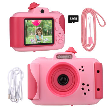 1080P HD Cute Video Camera Camcorder 2.4 Inch Large Screen Kids Digital Camera with 32GB Memory Card for Children Birthday Gift