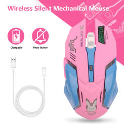Breathing LED USB Wireless Optical Mouse 2400dpi Mute PC Laptop Computer 6 Buttons Gaming Mice for OW DVA overwatch Dropship