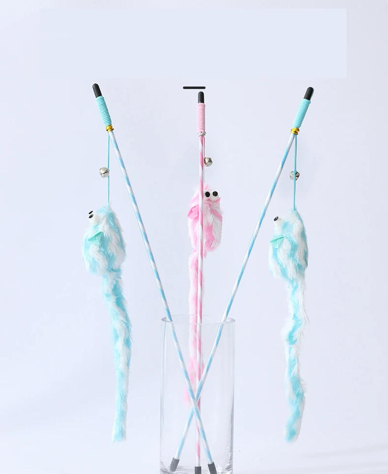 Description Picture 2 of itemCat Toys Funny Cat Stick Bouncy Rod Bell Bait Cat Toy Plush Longtail Mouse Stripe Funny Cat Stick Pet Supplies Cat Accessories