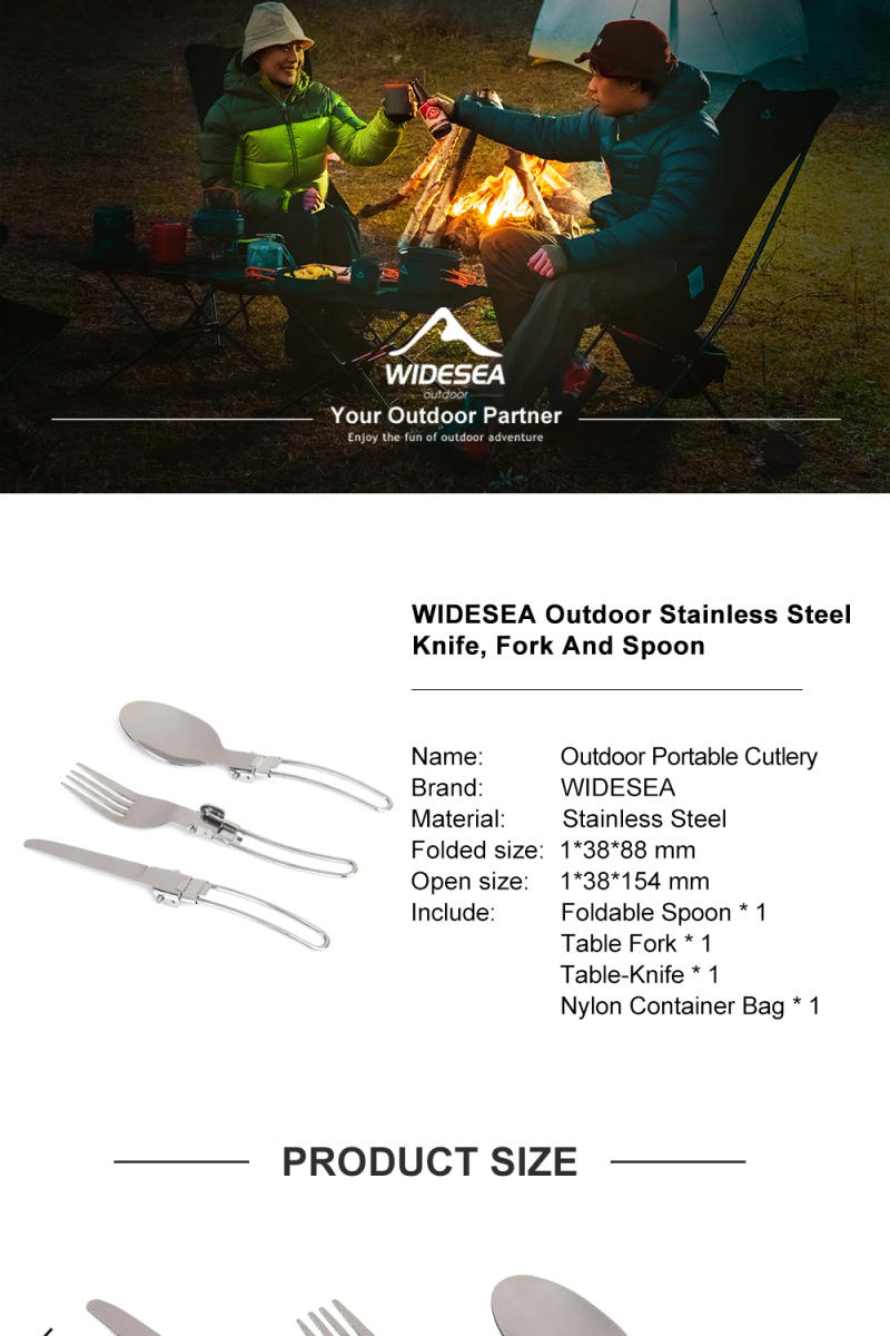 Description Picture 2 of item3 pcs 1 set Portable Outdoor Camping Travel Picnic Foldable Stainless Steel Cutlery Set Spoon Fork Knife tableware Free Shipping