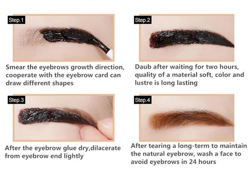 Description Picture 5 of itemSdotter Tearing Eyebrow Tattoo Gel Black Coffee Brown Makeup Eyebrow Enhancer Waterproof Long Lasting Tint Peel Off Eye Brow Dye