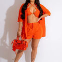 2023 Summer New Women's Clothing Sexy Lace-up Wrapped Chest Cloak Shorts Three-Piece Suit