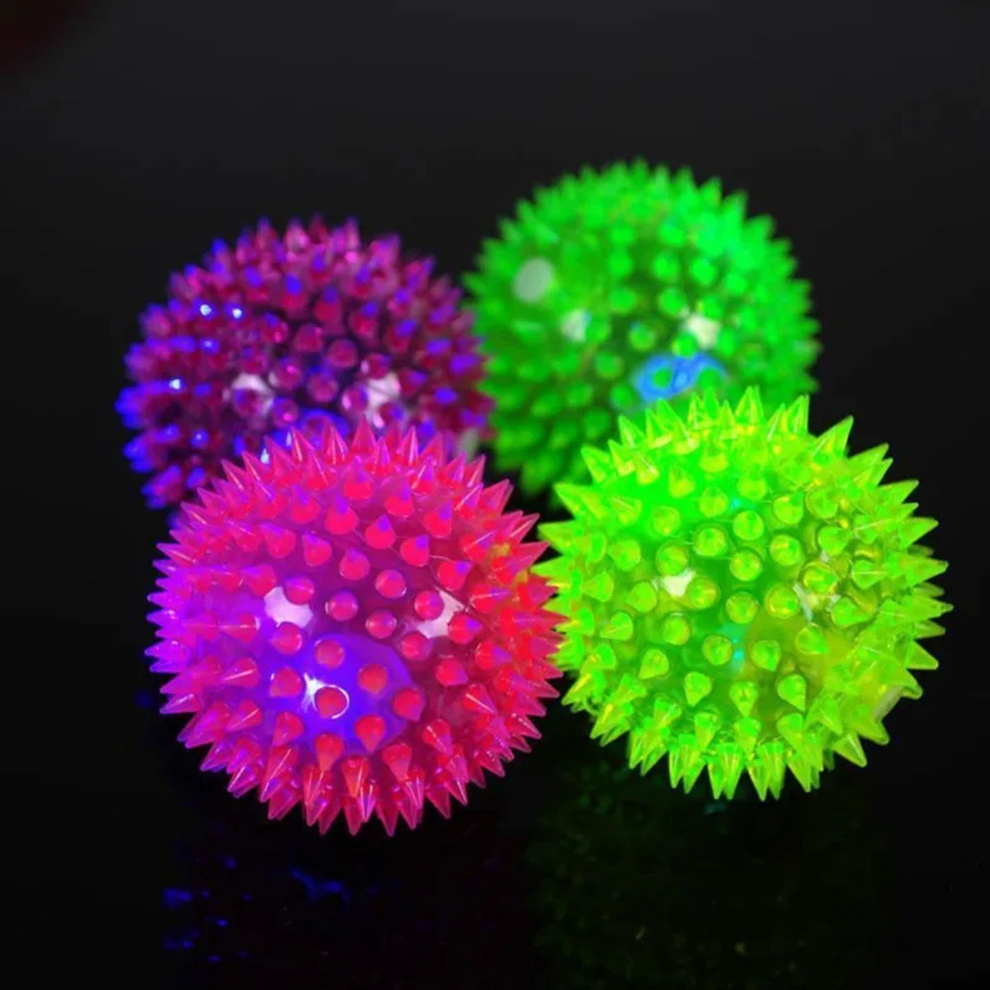 Description Picture 5 of itemDog Squeaky Toys Colorful Soft Rubber Luminous Pet Puppy Dog Chewing Playing Elastic Hedgehog Ball Toy Small Pet Supplies