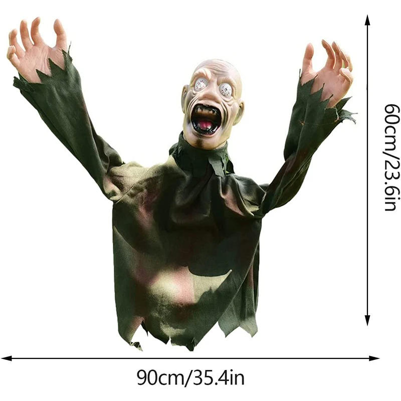 Description Picture 6 of itemHalloween Decoration Scary Doll Ground Plug-in Large Swing Ghost Voice Control Decoration Horror Prop For Outdoor Garden Decor