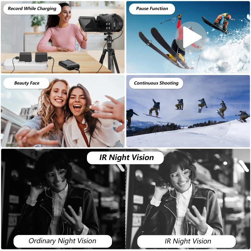 Description Picture 4 of item2.7K Digital Camera Video Cameras 3.0 inch Rotating Touch Screen Camera IR Night Vision 18X Zoom Cameras wtih battery Gift DV