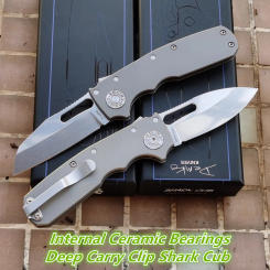 JUFULE 2023 Shark Cub Ceramic Bearing Titanium Handle Mark S35VN Blade Folding Tactical Camping Hunting EDC Tool Utility Knife