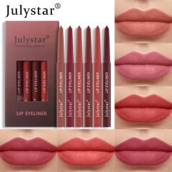 6 Color Matte Lipstick Pen Set Waterproof Sweatproof Lip Liner Pencil Contour Makeup Sexy Red Lip Stick Long Lasting Cosmetics