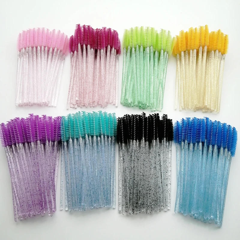 Description Picture 4 of itemGood Quality Disposable 5/50Pcs/Pack Crystal Eyelash Makeup Brush Diamond Handle Mascara Wands Eyelash Extension Makeup Tool Hot