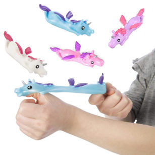 5Pcs Novelty Decompression Unicorn Model Finger Catapult Interactive Elastic Toy