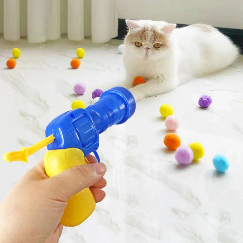 Description Picture 2 of itemCat Plush Ball Toys For Cats Shooting Gun Cat Toy Teaser Relaxing Cat Toy Elastic Plush Ball Cat Toys Cat Accessories