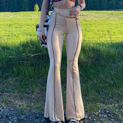 Y2k Flares Pants Women's Streetwear Vintage Harajuku Sweatpants Fashion High Waist Flared Pants Casual Solid Color Trousers#f3