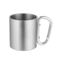 Portable Outdoor 180ML Stainless Steel Water Tea Coffee Mug Self Lock Carabiner Handle Cup For Camping Hiking Climbing