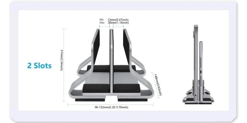 Description Picture 3 of itemLaptop Stand Vertical Tool-Free Adjustable Aluminum Vertical Laptop Stand Holder Width From 12-30mm Support Almost All Laptop