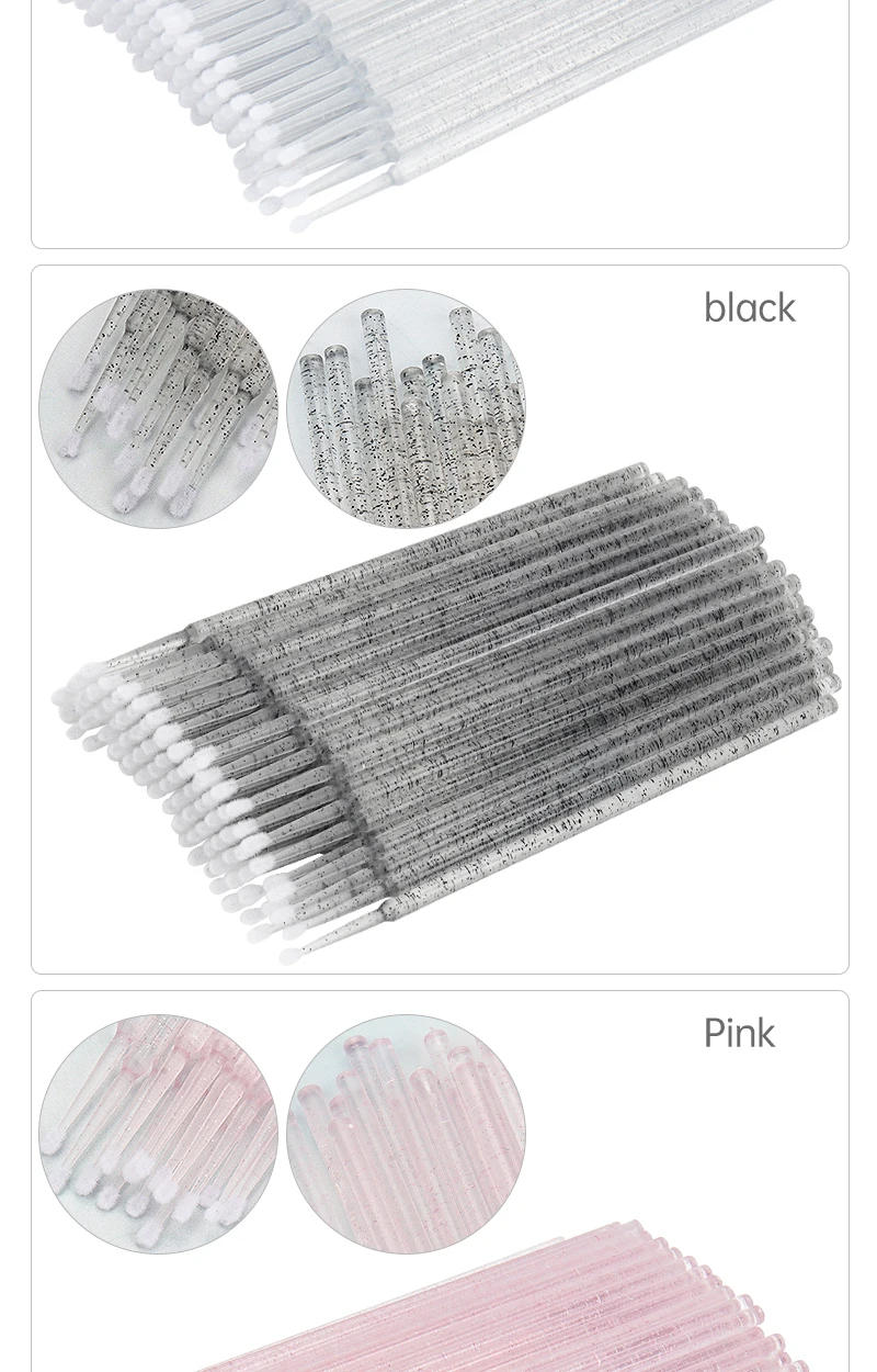Description Picture 5 of item100 Pcs Disposable Crystal Microbrush Individual Lash Removing Swab Micro Brush for Women Eyelash Extension Makeup Brush Tools