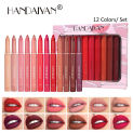 HANDAIYAN 12PCS Matte Lip Liner Gift Set Waterproof Lipstic Velvet Tint Nude Lipliner Lipstick Pencil Red Brown Cosmetics Makeup